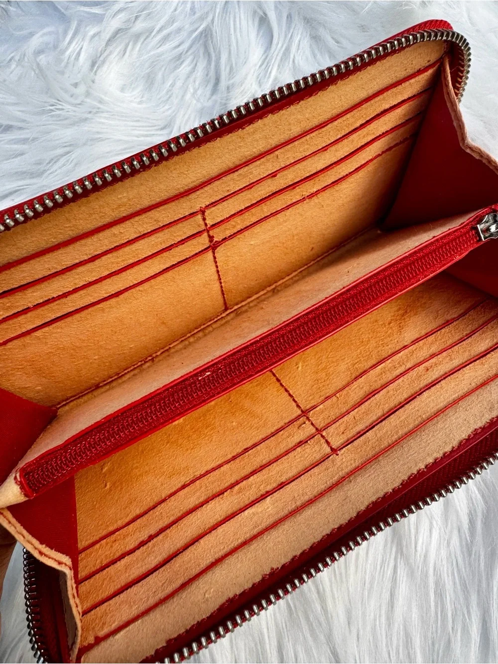 COACH Monogram Accordion Long Full Zip Wallet Orange Authentic